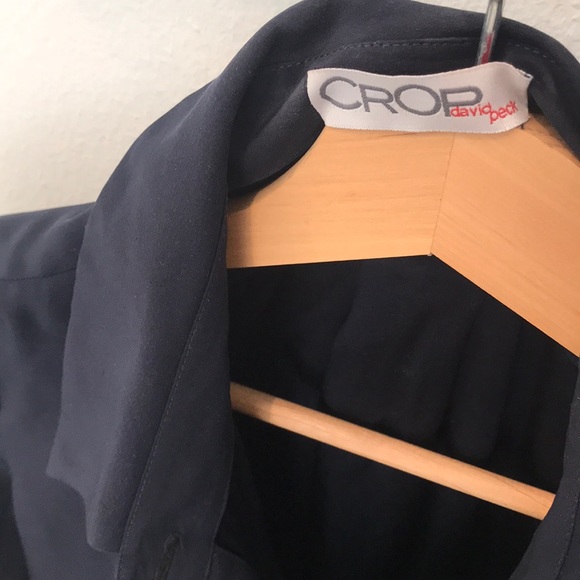 High low navy silk dress - Picture 2 of 4